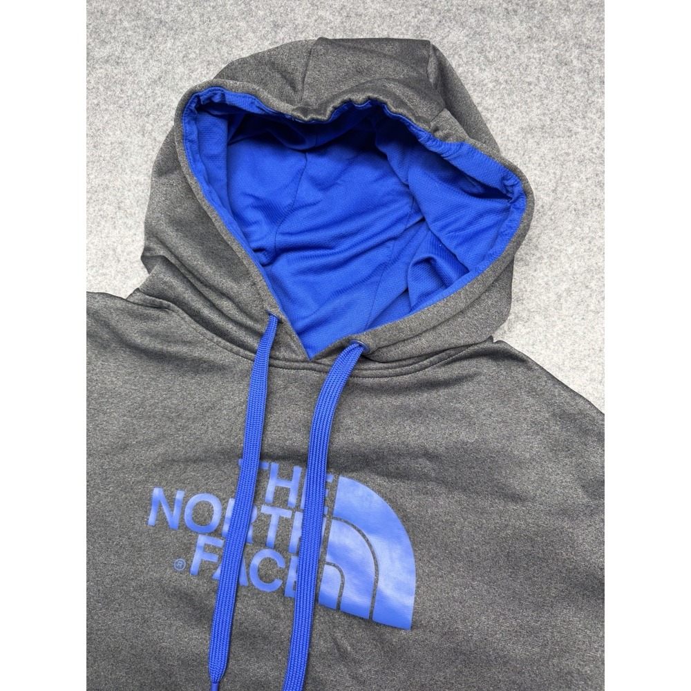 The North Face Hoodie Mens Large L Gray Blue Half Dome Pullover Sweatshirt Logo